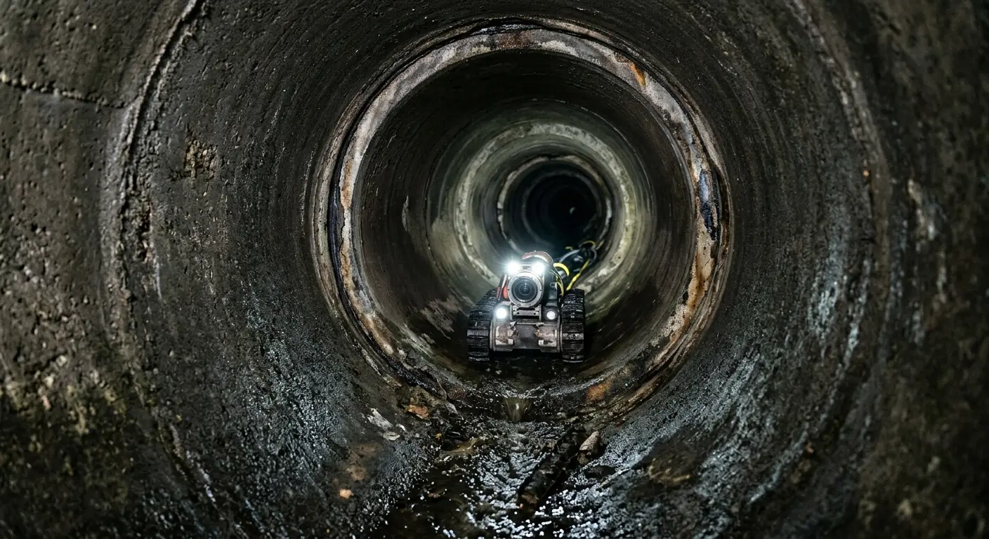 Robotic sewer camera inspecting pipe interior for Drain Snake Service in Penfield